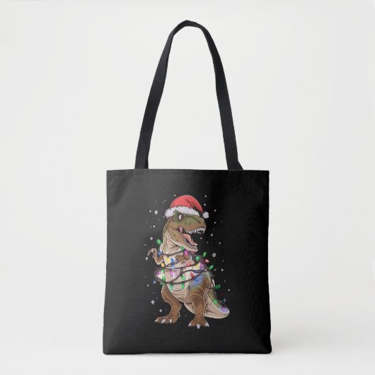Tote Bag Dinosaur T-rex Arbre Chandail de Noël Xmas Dino (Devant)