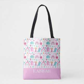 Tote Bag Dinosaure de puissance féminine personnalisée