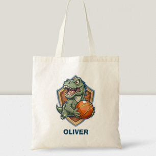 Tote Bag Dinosaure effrayant et drôle jouant au basket-ball