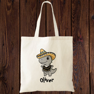 Tote Bag Dinosaure joueur en sombrero et poncho de fête