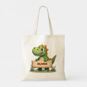 Tote Bag Dinosaure mignon avec nom Signal personnalisé (Dos)