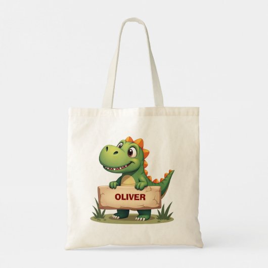 Tote Bag Dinosaure mignon avec nom Signal personnalisé (Dos)