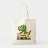 Tote Bag Dinosaure mignon avec nom Signal personnalisé (Devant)