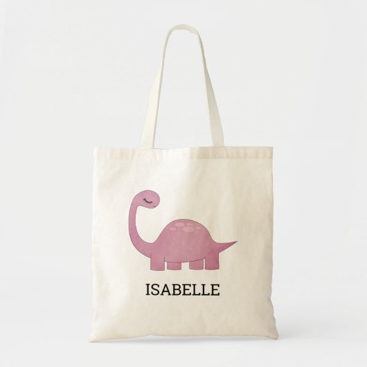 Tote Bag Dinosaure rose mignon Personnalisé (Devant)