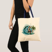 Tote Bag Dinosaure tropical du surf (Devant (produit))