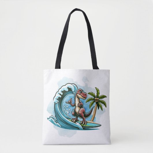 Tote Bag Dinosaure tropical du surf (Devant)