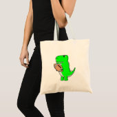 Tote Bag Dinosaure Vert Aime Le Football (Devant (produit))
