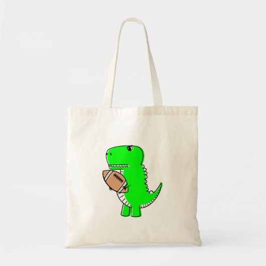 Tote Bag Dinosaure Vert Aime Le Football (Devant)