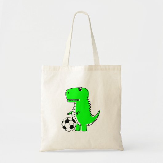 Tote Bag Dinosaure Vert Aime Le Football (Devant)