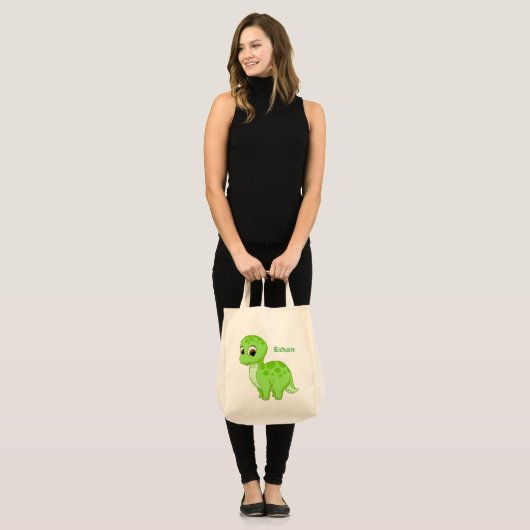 Tote Bag Dinosaure vert mignon de bébé (Devant (modèle))