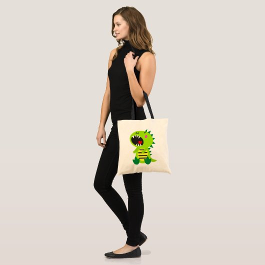 Tote Bag Dinosaure vert RAWR (Devant (modèle))