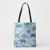 Tote Bag Dinosaures bleu moyen (Devant)