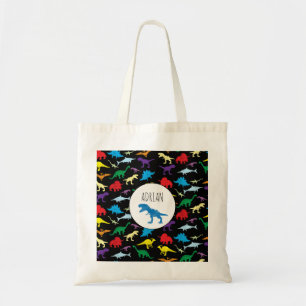 Tote Bag Dinosaures colorés Aquarelle Enfants Motif