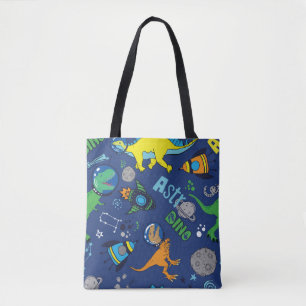 Tote Bag Dinosaures dans l'espace couleur dessinée à la mai