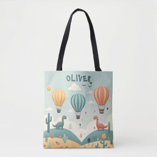 Tote Bag Dinosaures mignons et ballons à air chaud (Devant)