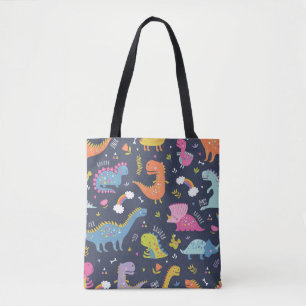 Tote Bag Dinosaures pour enfants : Motif Vintage coloré