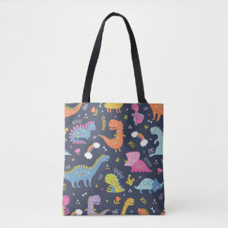 Tote Bag Dinosaures pour enfants : Motif Vintage coloré