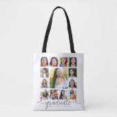 Tote Bag Diplômé Blanc Collage de Photos de Script K–12 Mod (Devant)