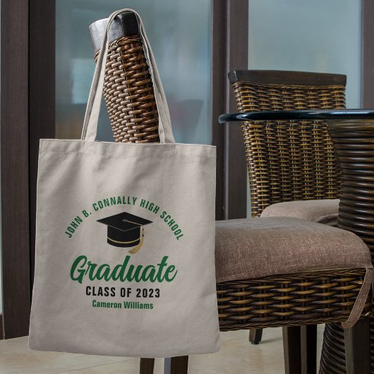 Tote Bag Diplômé Vert Personnalisé 2023 Graduation