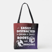 Tote Bag Distrait par Brenda K Davies Livres et Dragons (Dos)