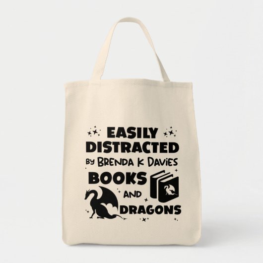 Tote Bag Distrait par Brenda K Davies Livres et Dragons (Devant)