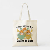 TOTE BAG DISTRAIT PAR LES CHATS ET LE CAFÉ. (Dos)