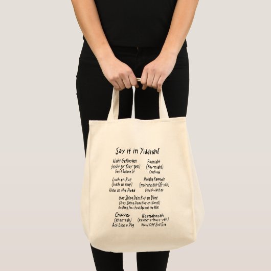 Tote Bag Dites-le dans Yiddish (Devant (produit))