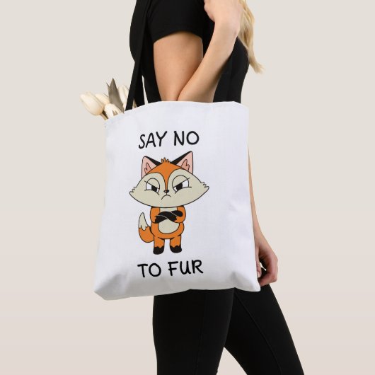 Tote Bag Dites non à Fur - Triste Fox (De près)