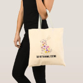 Tote Bag Dites non aux tests sur les animaux Rabbit (Devant (produit))