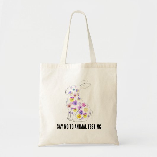 Tote Bag Dites non aux tests sur les animaux Rabbit (Devant)