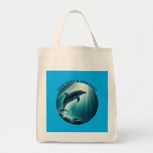 Tote Bag Dive Deep Live Dolphin gratuit (Devant)