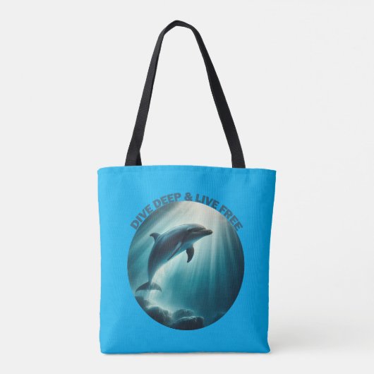 Tote Bag Dive Deep Live Dolphin gratuit (Dos)