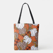 Tote Bag Divers citrouilles. Leopard, orange, blanc et buf (Dos)