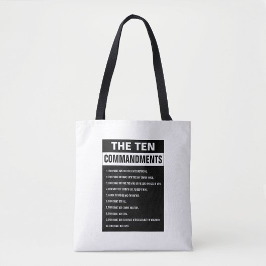 Tote Bag Dix Commandements Bible Verse Chrétien Religieux (Devant)