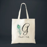 Tote Bag do-it-yourself Elégante Plume De Peacock<br><div class="desc">L'élégante plumes de paon vert émeraude ajoute une touche exotique à vos événements mariages. Une touche d'extravagance sobre.</div>