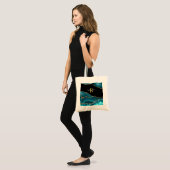 Tote Bag do-it-yourself Nom/Monogram Gold White, Turquoise (Devant (modèle))