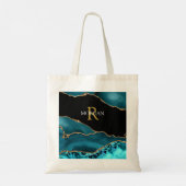 Tote Bag do-it-yourself Nom/Monogram Gold White, Turquoise (Dos)