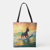 Tote Bag Doberman Beach Surf Peinture (Dos)
