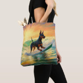 Tote Bag Doberman Beach Surf Peinture (De près)