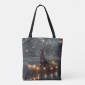 Tote Bag Doberman Christmas Festive Voyage (Dos)