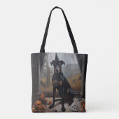 Tote Bag Doberman Citrouille Halloween effroi (Dos)