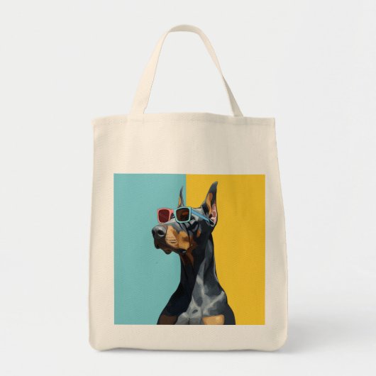 Tote Bag Doberman cool avec des lunettes de soleil (Devant)