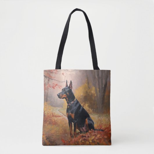 Tote Bag Doberman en automne Feuilles automne Inspire (Devant)