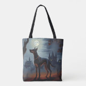 Tote Bag Doberman Halloween Épouvantable (Dos)