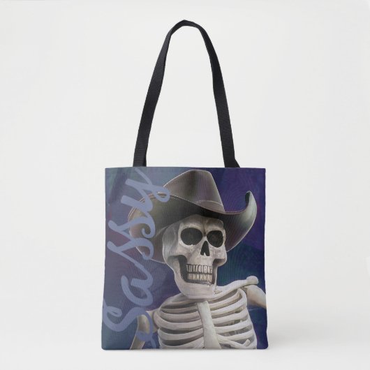 Tote Bag Doc Bones IS Sassy!, Cowboy Skeleton (Devant)