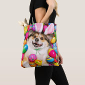 Tote Bag Dog Laying on Easter Eggs (De près)