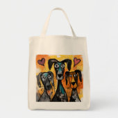 Tote Bag Dog Love Red Hearts (Voorkant)