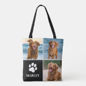 Tote Bag Dog Lover Paw Custom Name Photo Collage Pet (Dos)