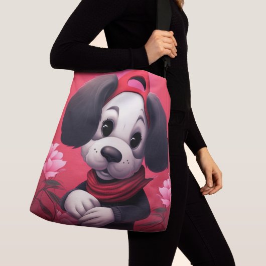 Tote Bag dog with red cap (De près)