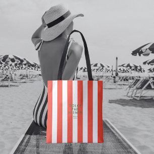 Tote Bag Dolce Far Niente Italie Red Cabana Stripe Travel